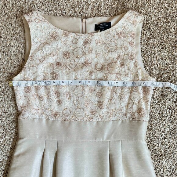 Petite Cocktail Dress Beaded Bodice Sleeveless Size 4 Petite Ivory Lace - Picture 9 of 15